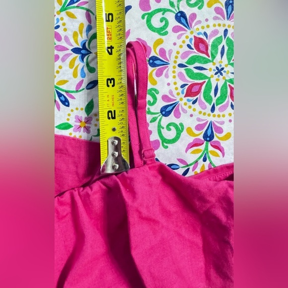 Ann Taylor Loft Linen Cotton slip dress pink ruffle spaghetti strap size 10 pink - Picture 8 of 16